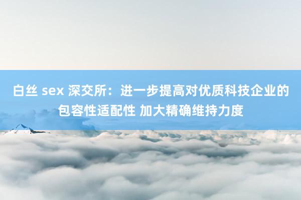 白丝 sex 深交所：进一步提高对优质科技企业的包容性适配性 加大精确维持力度