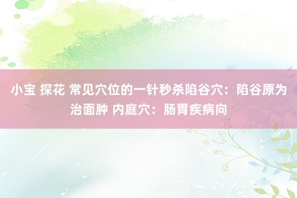 小宝 探花 常见穴位的一针秒杀陷谷穴：陷谷原为治面肿 内庭穴：肠胃疾病向