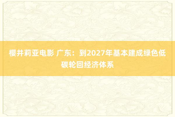 樱井莉亚电影 广东：到2027年基本建成绿色低碳轮回经济体系