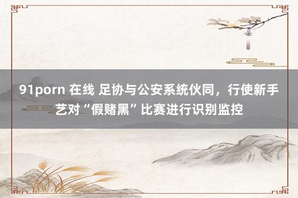 91porn 在线 足协与公安系统伙同，行使新手艺对“假赌黑”比赛进行识别监控