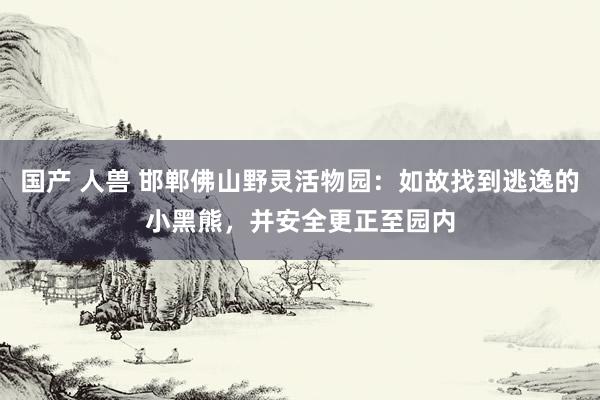 国产 人兽 邯郸佛山野灵活物园：如故找到逃逸的小黑熊，并安全更正至园内